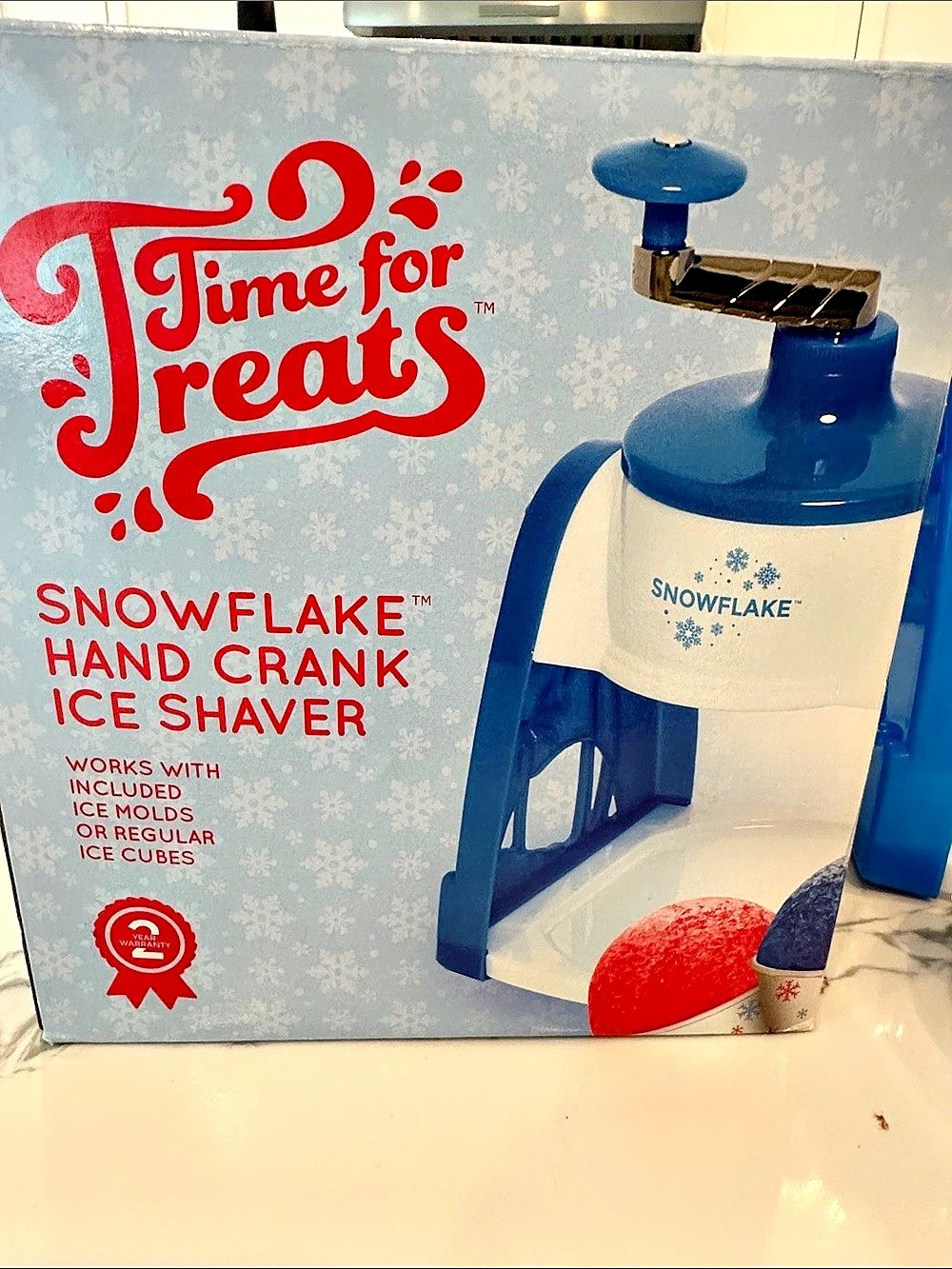 Time for Treats Snowflake Hand Crank Ice Shaver Blue & White